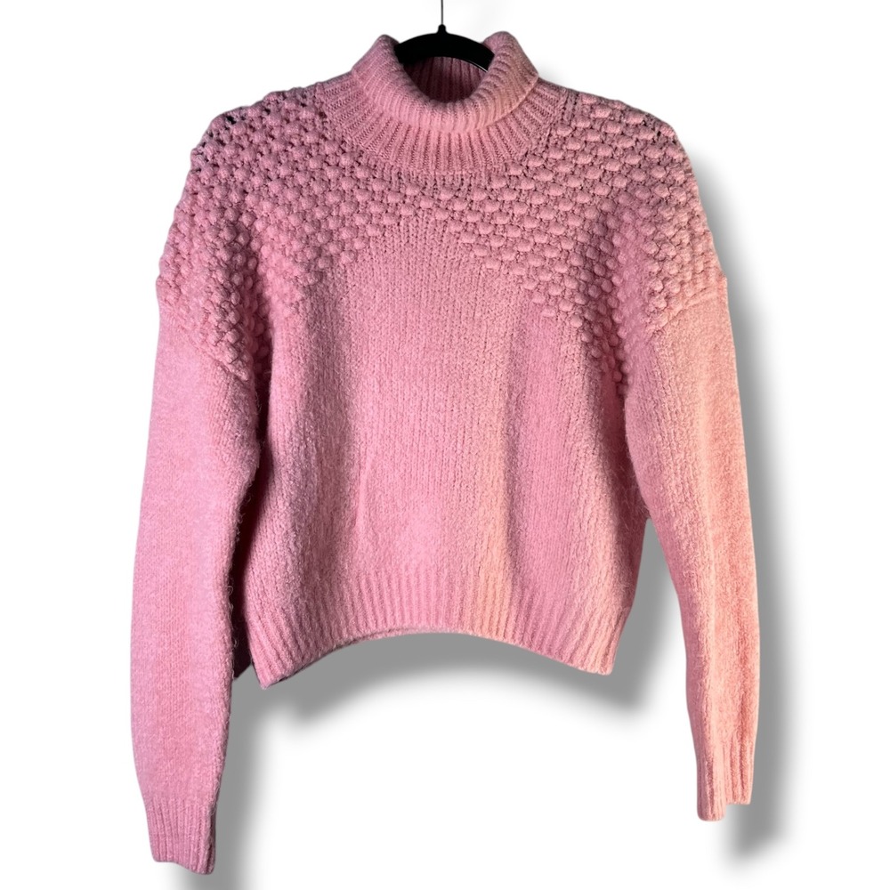 Free People Womens Sz XS Turtleneck Sweater Popcorn Knit Chunky Boho Coquette